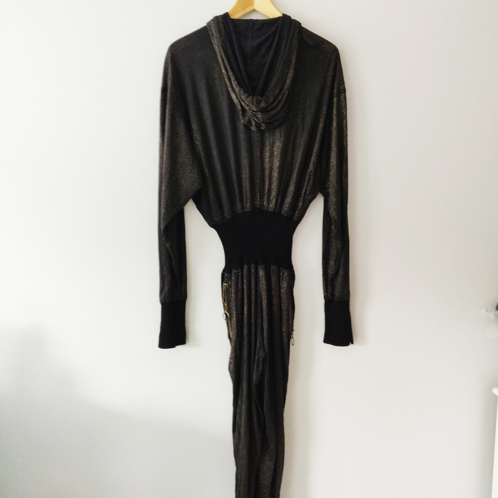 MOSCHINO Black & Gold Zipper Hoodie Jumpsuit - Picture 5 of 13